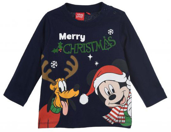 Disney Mickey Pluto Blue Karácsonyi baba póló, felső 6 hó