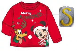 Disney Mickey Pluto Red Karácsonyi baba póló, felső 12 hó