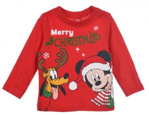 Disney Mickey Pluto Red Karácsonyi baba póló, felső 6 hó