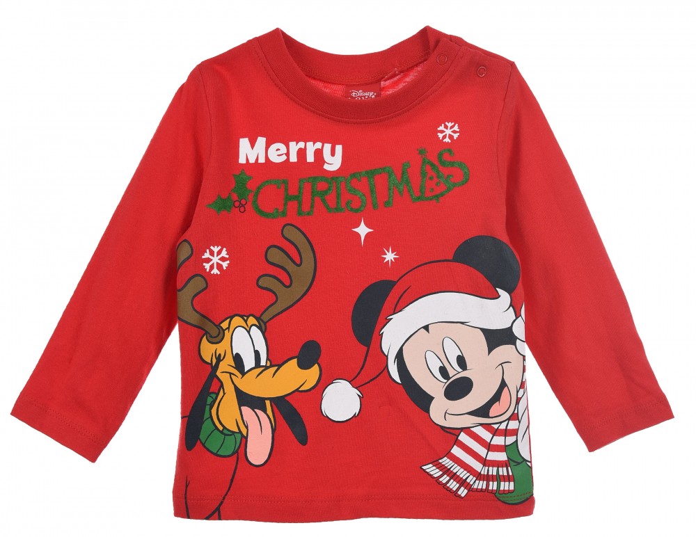 Disney Mickey Pluto Red Karácsonyi baba póló, felső 6 hó
